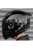 LS2 Rapıd 2 Race Parlak Siyah Full Face Motosiklet Kaskı Siyah Camlı thumbnail 1
