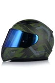 LS2 RAPID II THUNDER BIRDS MAT YEŞİL MOTOSİKLET KASKI MAVİ CAMLI - 2