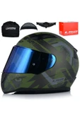 LS2 RAPID II THUNDER BIRDS MAT YEŞİL MOTOSİKLET KASKI MAVİ CAMLI - 1