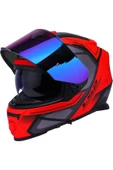 LS2 Storm 2 Faster Mat Kırmızı Kapalı Motosiklet Kaskı  Gökkuşağı Camlı - 2