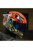LS2 RAPID 2 RACE SPOX KIRMIZI-GRİ KAPALI MOTOSİKLET KASKI GÖKKUŞAĞI CAMLI - 1