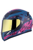 LS2 RAPID 2  XTREET MAT MAVİ-MOR  FULLFACE MOTOSİKLET KASKI GOLD CAMLI - 1