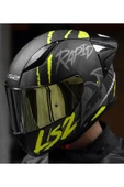 LS2 RAPID 2 RACE RAVEN MAT SİYAH-GRİ-NEON SARI FULLFACE MOTOSİKLET KASKI GOLD CAMLI - 5