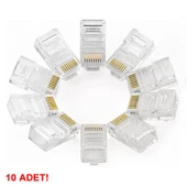 10 Adet 8P8C Plastik RJ45 Soket  Ethernet Bağlantı Kablo Konnektörü Açık Uçlu 8 Pin Şeffaf Cat5 Cat6 Network Ağ Modem Hub Ruuter Bilgsayar PC Switch thumbnail 1