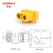 XT60PW Erkek Dişi Konnektör Soket Çift  Pcb Tip Lehimlenebilir Lityum LiPo Pil Akü Batarya Bağlantı Konnektörü RC Esc Motor Drone Model Uçak Bot Quadcopter Multicopter - 6