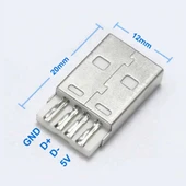 USB Type A Erkek Soket  Lehimlenebilir 4 Pin Diy Tip A Elektronik Devre Cihaz Usb 2.0 Port Haberleşme Konnektör Adaptör thumbnail 1