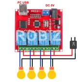 4 Kanal USB Röle Kontrol Modülü  Bilgisayardan Cihaz Açma Kapama Hid Usb NO NC 220V 10A Anahtar Lamba Motor Akıllı Ev Otomasyon - 8