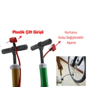 Şişirme Seti Klasik Bisiklet Pompası El Tipi Ayak Tutamaklı Metal Borulu ve Uçlu Top Teker Şambrel thumbnail 9
