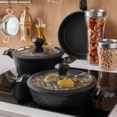 Karaca BioDiamond Antibakteriyel Kulplu İndüksiyon Tabanlı  7 parça Tencere Seti thumbnail 3