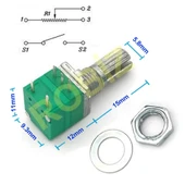 5 Pin 10kohm Potansiyometre B10K Anahtarlı Pot  Tırtıklı 15mm Döner Ayarlanabilir Direnç Ses Parlaklık Voltaj Ayarı Amfi Anfi Araba Teyp Güç Kaynağı Test Ölçme - 1