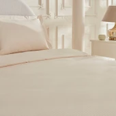 Karaca Home White Collection Vessa 120 Tel %100 Pamuk Saten Çift Kişilik Nevresim Takımı Çizgili Bej - 3