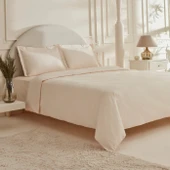 Karaca Home White Collection Vessa 120 Tel %100 Pamuk Saten Çift Kişilik Nevresim Takımı Çizgili Bej - 1