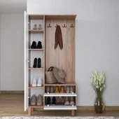 Bohem 3 Kapaklı Askılıklı Portmanto - Atlantik Çam / Beyaz - 3