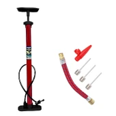 El Tipi Klasik Plastik Bisiklet Pompası ve Uç Seti Ayak Tutamaklı Pompa Teker Top Şişirme thumbnail 6