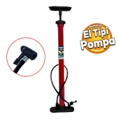 El Tipi Klasik Plastik Bisiklet Pompası ve Uç Seti Ayak Tutamaklı Pompa Teker Top Şişirme thumbnail 2