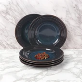 GÜRAL PORSELEN Valeron 6 Adet 22 Cm Çukur Yemek Tabağı  Reaktif Oasis 1131 - 1