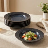 GÜRAL PORSELEN Valeron 6 Adet 22 Cm Çukur Yemek Tabağı  Reaktif Oasis 1131 thumbnail 2