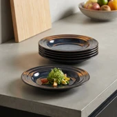 GÜRAL PORSELEN Valeron 6 Adet 22 Cm Çukur Yemek Tabağı  Reaktif Oasis 1131 thumbnail 1