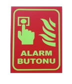 13x10 cm Fosforlu Alarm Buton Levhası - 1
