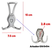 Portmanto Askı Metal Vestiyer Duvar Dolap Elbise Askısı Krom Renk Mobilya Askılığı Aparat 4 Adet - 2