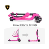 Lisanslı L5 2in1 Katlanabilir Oturaklı Işıklı 3 Tekerlekli Çocuk Scooter Mavi - 4