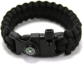 Çok Fonksiyonlu Paracord Bileklik ,Paraşüt İpi , Pusula ,Ateşleme Çakmağı ile Siyah - 1