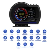 P6 OBD+GPS Araç Ekranı Dijital Hız Göstergesi HUD Otomatik Teşhis ve Sürüş Verileri Hız Ölçer - 2