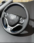 Honda Civic FB7 Araca Özel Direksiyon Kılıfı (Kristal Karbon Soft Nokta Mavi İpli) thumbnail 2