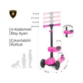 Lisanslı L5 2in1 Katlanabilir Oturaklı Işıklı 3 Tekerlekli Çocuk Scooter Mavi - 5