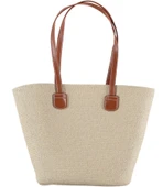 Modern Tasarım Kadın Hasır Çanta Rattan Tarz Çanta - 1