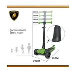 Lamborghini Lisanslı L3 Kolay Katlanabilir Işıklı Orta Gövde ve Işıklı Tekerlekli Çocuk Scooter Mavi thumbnail 5