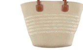 Modern Tasarım Kadın Hasır Çanta Plaj Rattan Çanta Dalga Desen - 8