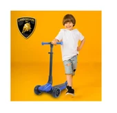 Lamborghini Lisanslı L3 Kolay Katlanabilir Işıklı Orta Gövde ve Işıklı Tekerlekli Çocuk Scooter Mavi thumbnail 2