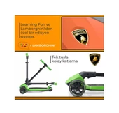 Lamborghini Lisanslı L3 Kolay Katlanabilir Işıklı Orta Gövde ve Işıklı Tekerlekli Çocuk Scooter Mavi thumbnail 4