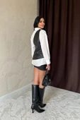 Beyaz Yandan Bağlamalı Yelek Gömlek - 4