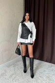 Beyaz Yandan Bağlamalı Yelek Gömlek - 3