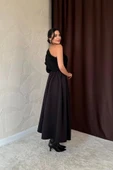 Siyah Beli Büzgülü Etek - 4