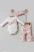 Çiçek Desenli Fiyonklu 3'lü Kız Bebek Takım thumbnail 1