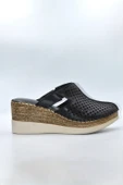 Kadın Hakiki Deri Siyah Comfort Günlük Terlik - ( FTH-0052 ) - 1