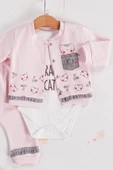 Kedi Desenli 3'lü Hırkalı Kız Bebek Takım thumbnail 2