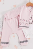 Kedi Desenli 3'lü Hırkalı Kız Bebek Takım thumbnail 3
