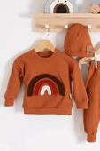 Gökkuşağı Nakışlı 2'li % 100 Pamuk Erkek Bebek Takımı thumbnail 2