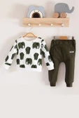Fil Desenli 2'li % 100 Pamuk Erkek Bebek Takımı thumbnail 1