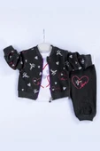 Kalp Desenli Hırkalı Pamuklu 3'lü Kız Bebek Takımı thumbnail 1