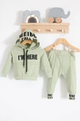 I'm Here Desenli 2'li % 100 Pamuk Erkek Bebek Takımı thumbnail 1