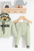 I'm Here Desenli 2'li % 100 Pamuk Erkek Bebek Takımı thumbnail 3