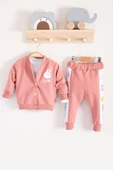 Cute Funny Desenli Kapişonlu Pamuklu 3'lü Kız Bebek Takımı thumbnail 1