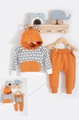 Minik Ayıcıklar Desenli 2'li % 100 Pamuk Erkek Bebek Takımı - 1