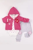 Yıldız Nakışlı Kapişonlu Kız Bebek Takımı thumbnail 1