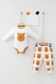 Ayıcık Desenli Şapkalı Erkek Bebek Takım thumbnail 1